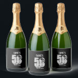 Black Personalised 50th Any Birthday Party Favour  Sparkling Wine Label<br><div class="desc">Black Personalised 50th Any Birthday Party  sparkling wine labels</div>