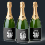 Black Personalised 50th Any Birthday Party Favour  Sparkling Wine Label<br><div class="desc">Black Personalised 50th Any Birthday Party  sparkling wine labels</div>