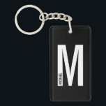 Black Personalised Bold Monogram and Name Key Ring<br><div class="desc">Modern Monogram Design featuring personalised monogram letter "M" and name in modern bold sans serif font style.

Perfect gift for him,  father's day gift,  groomsman gift and more.</div>