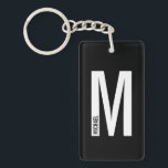 Black Personalised Bold Monogram and Name Key Ring<br><div class="desc">Modern Monogram Design featuring personalised monogram letter "M" and name in modern bold sans serif font style.

Perfect gift for him,  father's day gift,  groomsman gift and more.</div>