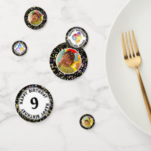 Black Personalised Child's Birthday Custom Photo Confetti