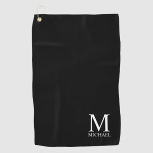 Black Personalised Classic Monogram and Name Golf Towel