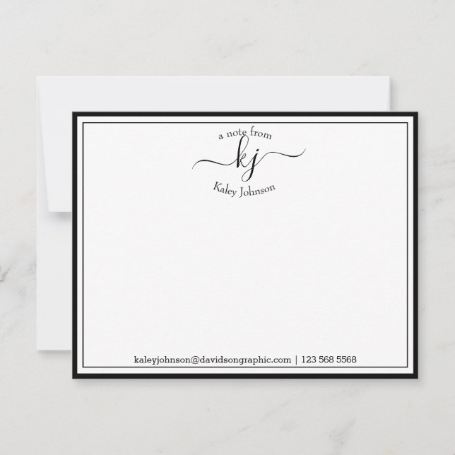 Black Personalised | From The Desk Of Note Card (Front)