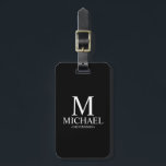 Black Personalised Groomsman Name and Monogram Luggage Tag<br><div class="desc">Modern Black and White Personalised Groomsman Gifts
featuring personalised monogram,  groomsman's name and title in white classic serif font style on black background.

Also perfect for Best Man,  Father of the Bride and more.</div>