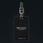 Black Personalised Groomsman's Name and Monogram Luggage Tag<br><div class="desc">Modern Personalised Groomsman Gifts
featuring personalised groomsman's name,  title and wedding date in white classic serif font style on black background.

Also perfect for Best Man,  Father of the Bride and more.</div>