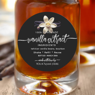 Black Personalised Homemade Vanilla Extract Label