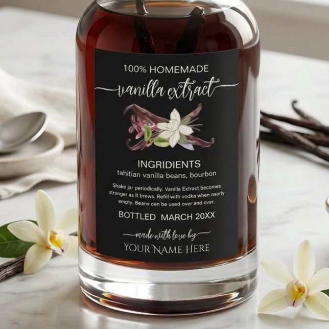 Black Personalised Homemade Vanilla Extract Label (Creator Uploaded)