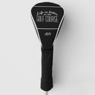 Black Personalised Initials Monogrammed Golf Quote Head Cover