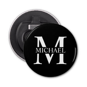 Black Personalised Monogram and Name Bottle Opener