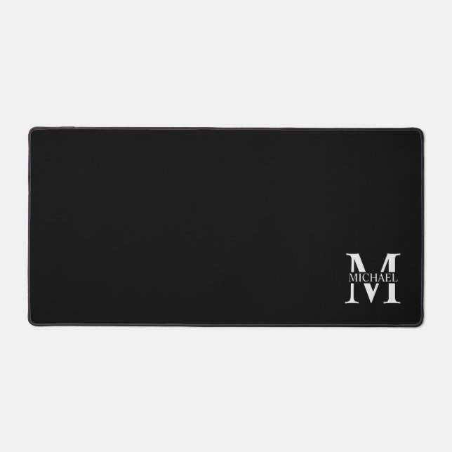 Black Personalised Monogram and Name Desk Mat (Front)