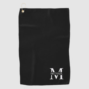 Black Personalised Monogram and Name Golf Towel