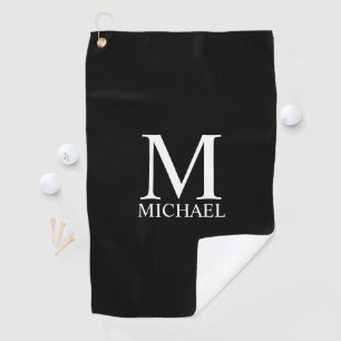 Black Personalised Monogram and Name Golf Towel