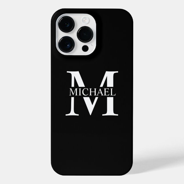 Black Personalised Monogram and Name iPhone Case (Back)