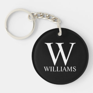 Black Personalised Monogram and Name Key Ring