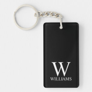 Black Personalised Monogram and Name Key Ring