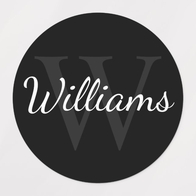 Black Personalised Monogram and Name Labels (Design 1)