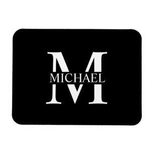 Black Personalised Monogram and Name Magnet