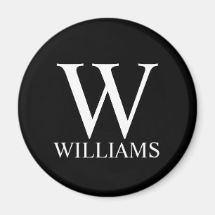 Black Personalised Monogram and Name Magnet