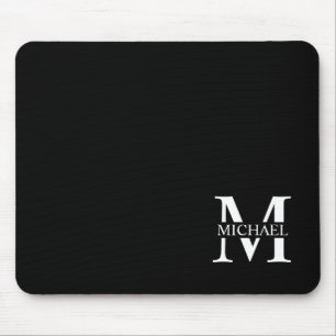 Black Personalised Monogram and Name Mouse Pad