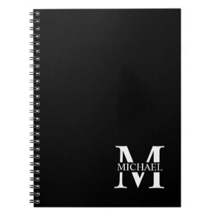 Black Personalised Monogram and Name Notebook