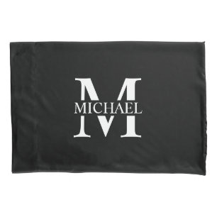 Black Personalised Monogram and Name Pillowcase