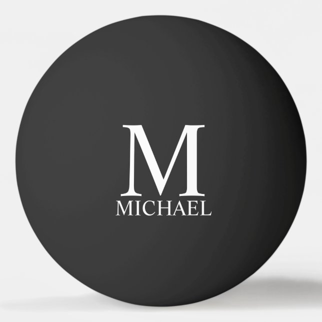 Black Personalised Monogram and Name Ping Pong Ball (Front)
