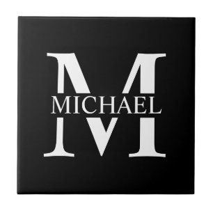 Black Personalised Monogram and Name Tile