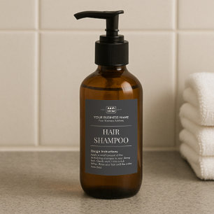 Black Personalised Monogram Hair Shampoo Labels
