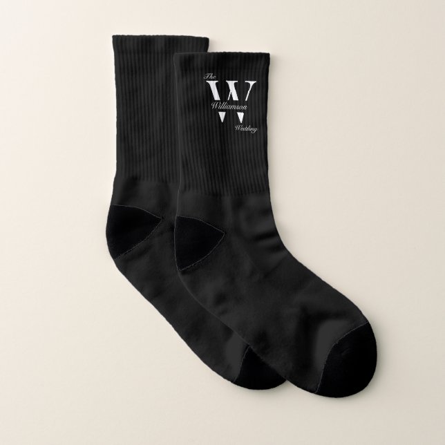 Black Personalised Monogram Name Groomsmen Wedding Socks (Pair)