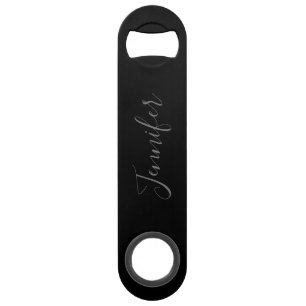 Black Personalised Name Speed Bottle Opener