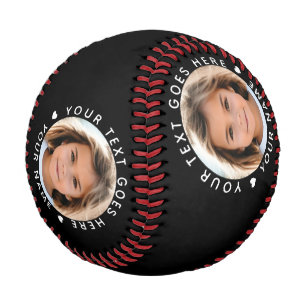 Black Personalised Name Text and Photo Baseball