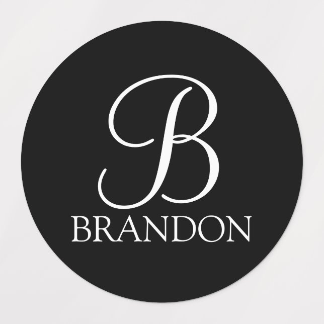 Black Personalised Script Monogram and Name (Design 2)