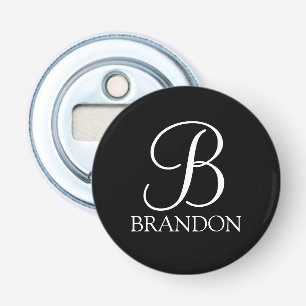 Black Personalised Script Monogram and Name Bottle Opener