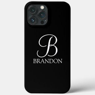 Black Personalised Script Monogram and Name iPhone 13 Pro Max Case