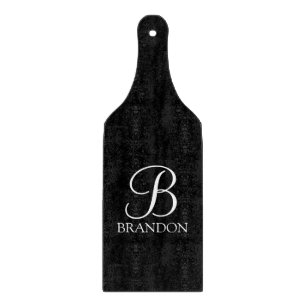 Black Personalised Script Monogram and Name Cutting Board