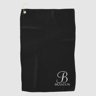 Black Personalised Script Monogram and Name Golf Towel