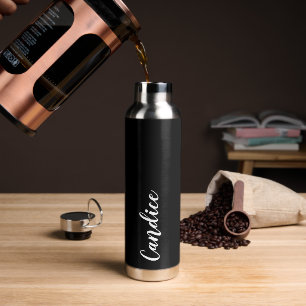 Black Personalised Wedding Bridesmaid Water Bottle
