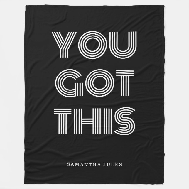 Black Personalised YOU GOT THIS Motivational   Fleece Blanket (Front)