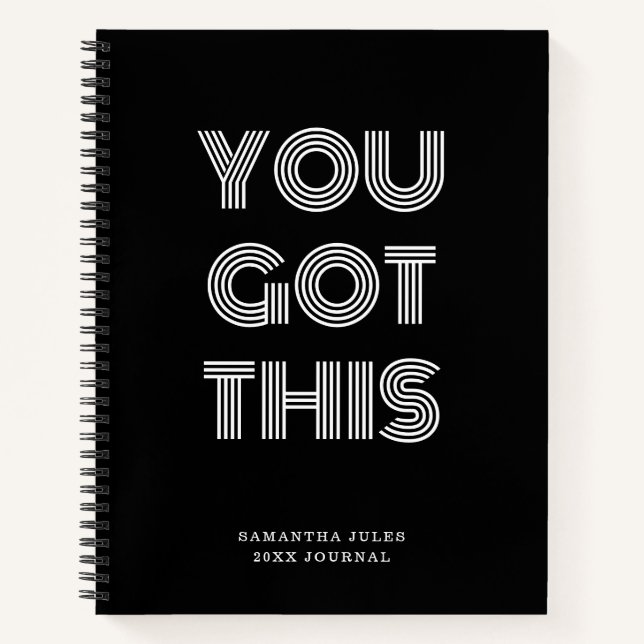 Black Personalised YOU GOT THIS Motivational    No Notebook (Front)