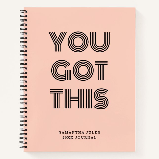 Black Personalised YOU GOT THIS Motivational     Notebook (Front)