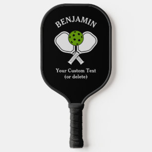 Black Personalize Pickleball Name, Logo and text  Paddle