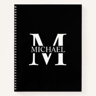 Black Personalized Elegant Monogram and Name Notebook