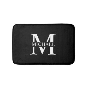 Black Personalized Monogram and Name Bath Mat