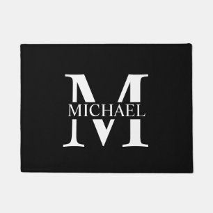 Black Personalized Monogram and Name Doormat