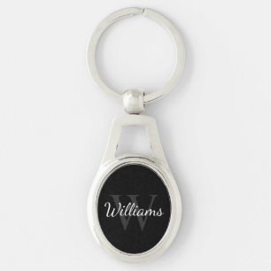 Black Personalized Monogram and Name Key Ring