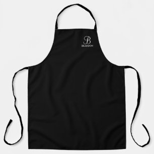Black Personalized Script Monogram and Name Apron