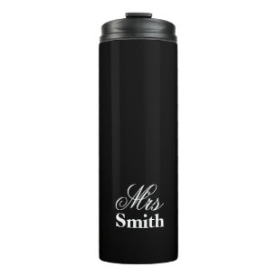 Black Personlized Text Mrs Name Thermal Tumbler
