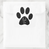 Black Pet Animal Paw Print Square Sticker (Bag)