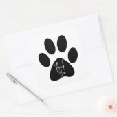 Black Pet Animal Paw Print Square Sticker (Envelope)
