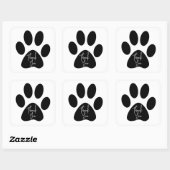 Black Pet Animal Paw Print Square Sticker (Sheet)